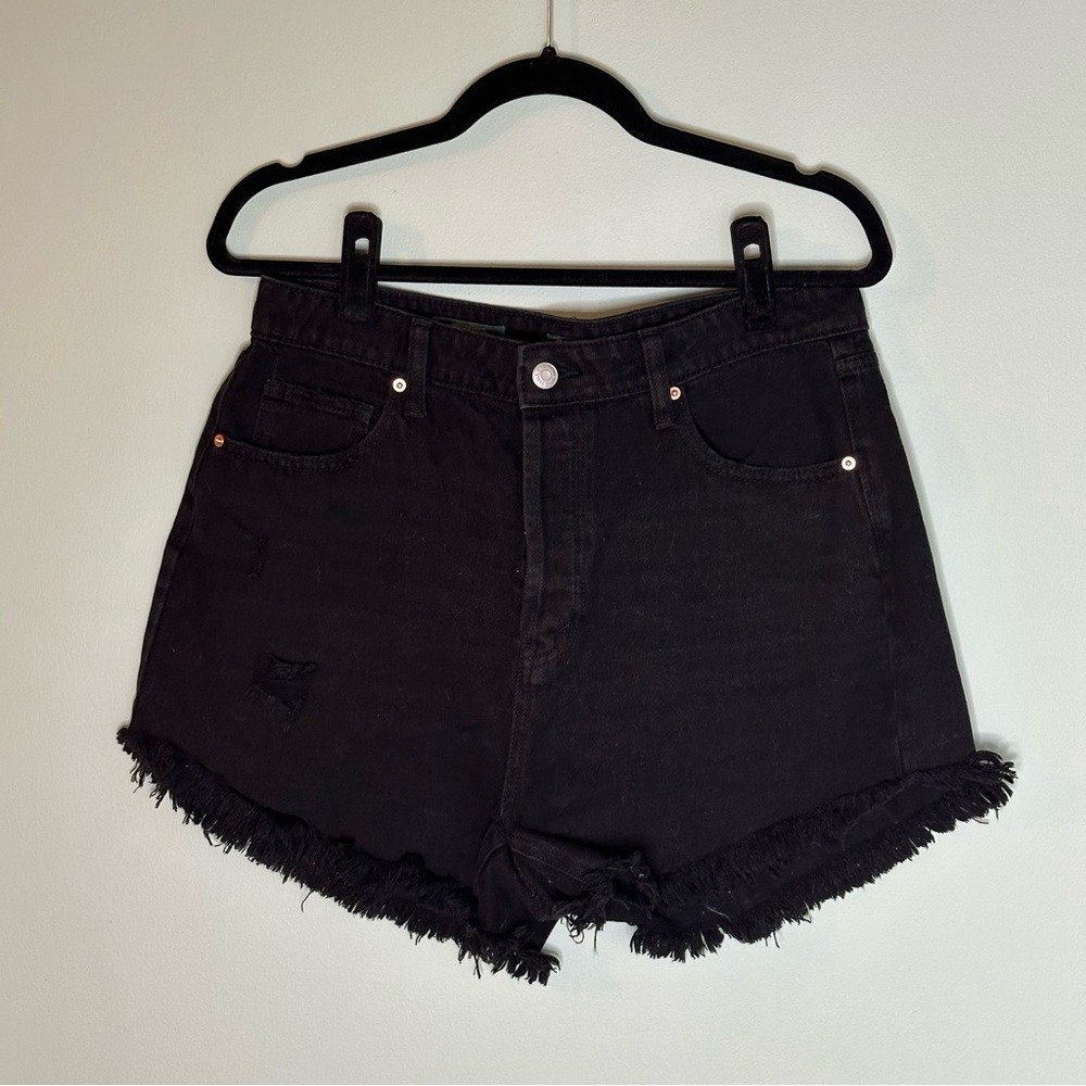 Wild Fable Highest Rise Black Distressed Jean Shorts | Button Fly